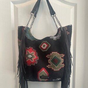 Madden Girl Aztec Fringed Boho Shoulder Bag